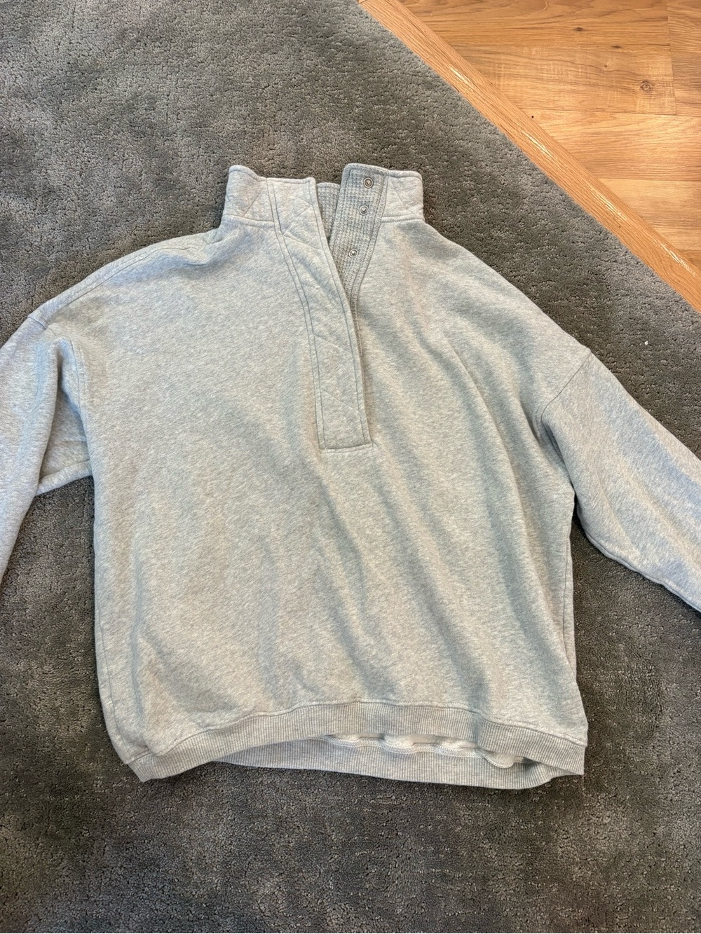 Aerie Light Gray Women's Quarter-Snap Pullover Sweater - Picture 2 of 3